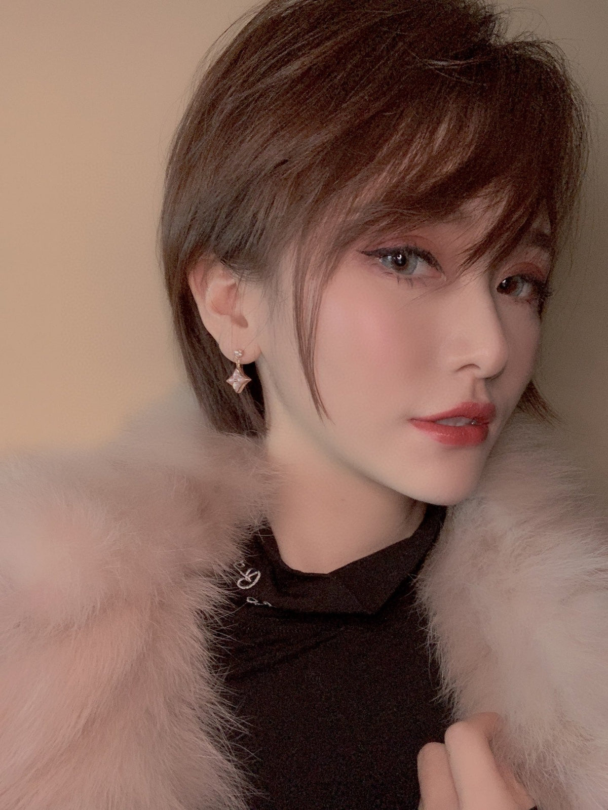 [⭐Seralia]DOUBLE STAR PINK GOLD MOP DROP EARRINGS