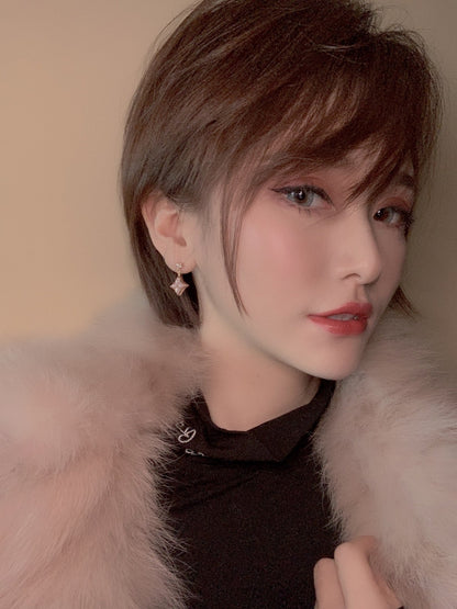 [⭐Seralia]DOUBLE STAR PINK GOLD MOP DROP EARRINGS