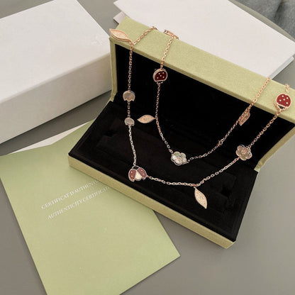 [⭐Seralia]LUCKY SPRING 15 MOTIFS ROSE GOLD NECKLACE