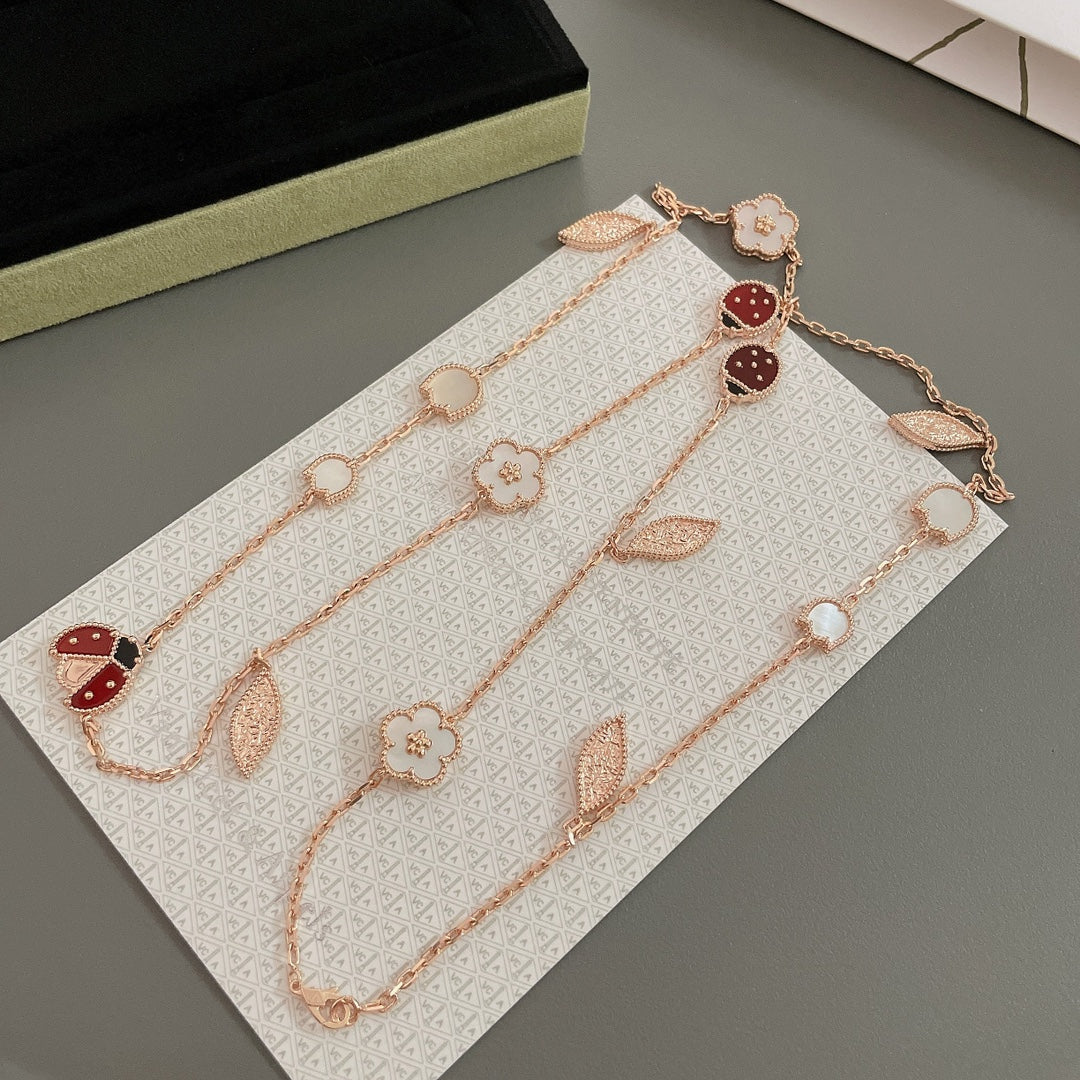 [⭐Seralia]LUCKY SPRING 15 MOTIFS ROSE GOLD NECKLACE