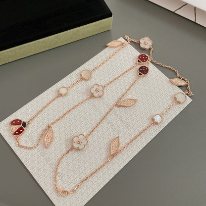 [⭐Seralia]LUCKY SPRING 15 MOTIFS ROSE GOLD NECKLACE