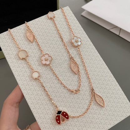 [⭐Seralia]LUCKY SPRING 15 MOTIFS ROSE GOLD NECKLACE