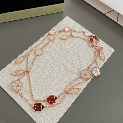 [⭐Seralia]LUCKY SPRING 15 MOTIFS ROSE GOLD NECKLACE