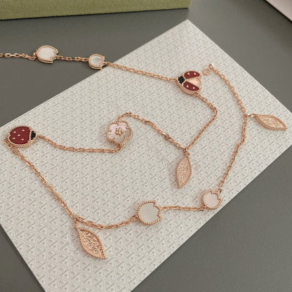 [⭐Seralia]LUCKY SPRING 15 MOTIFS ROSE GOLD NECKLACE