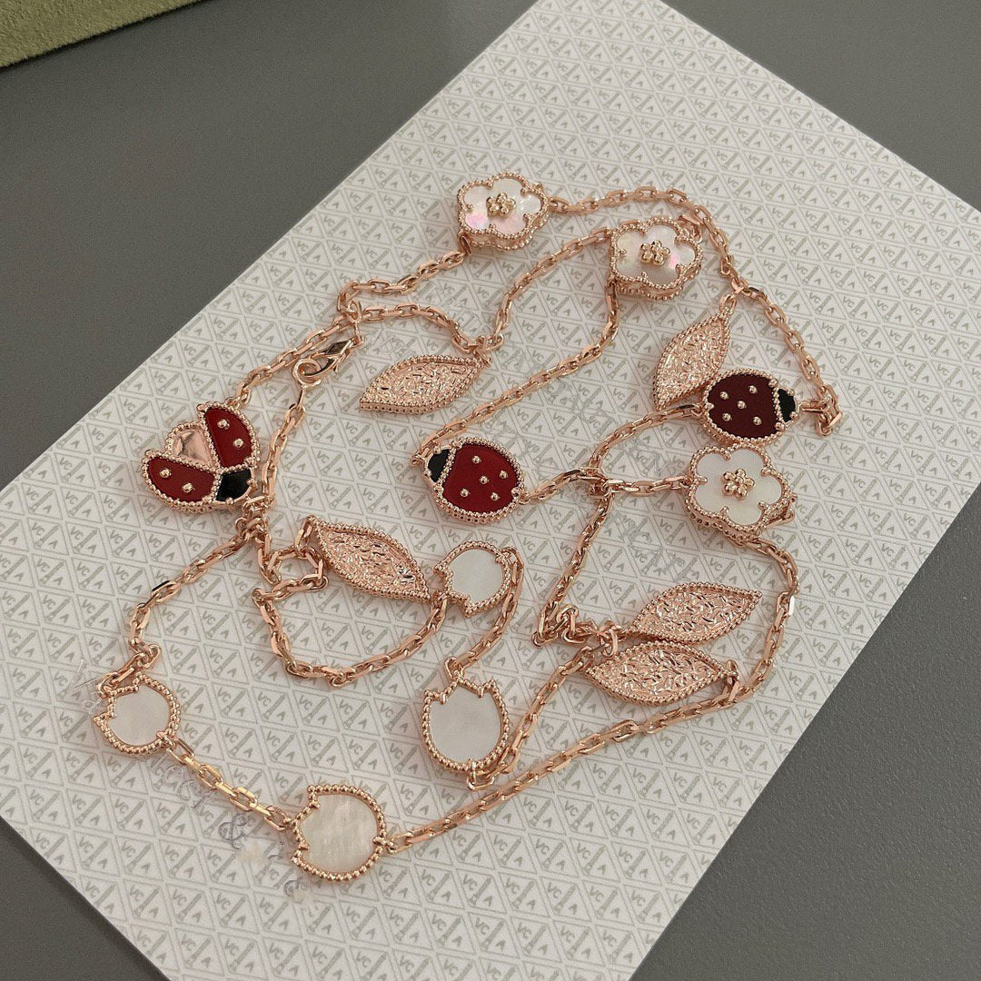 [⭐Seralia]LUCKY SPRING 15 MOTIFS ROSE GOLD NECKLACE