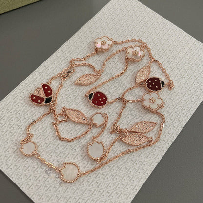 [⭐Seralia]LUCKY SPRING 15 MOTIFS ROSE GOLD NECKLACE