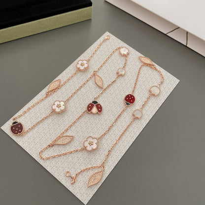 [⭐Seralia]LUCKY SPRING 15 MOTIFS ROSE GOLD NECKLACE