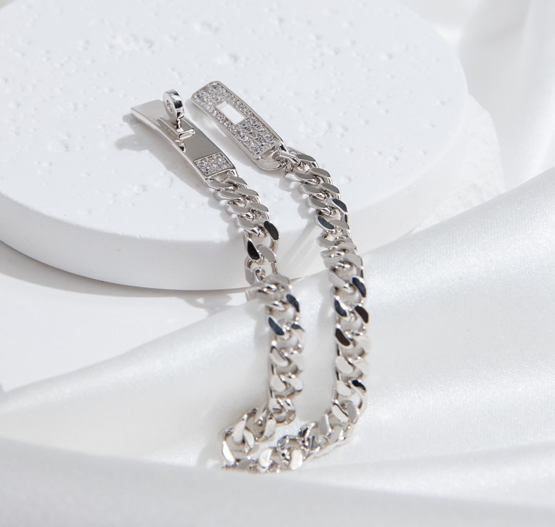 [⭐Seralia]KELLY CHAIN SILVER DIAMOND BRACELET