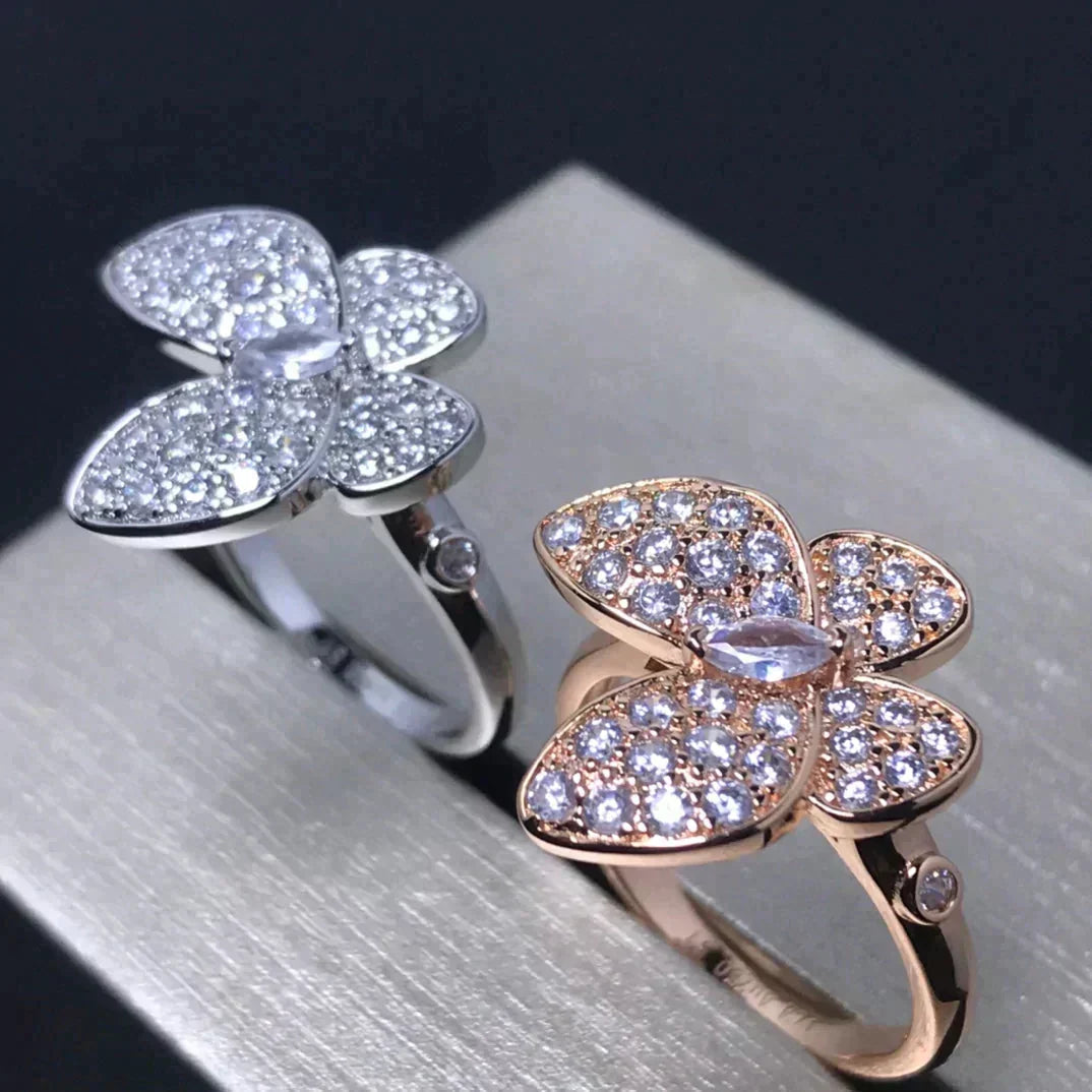 [⭐Seralia]BUTTERFLY PINK GOLD DIAMOND RING