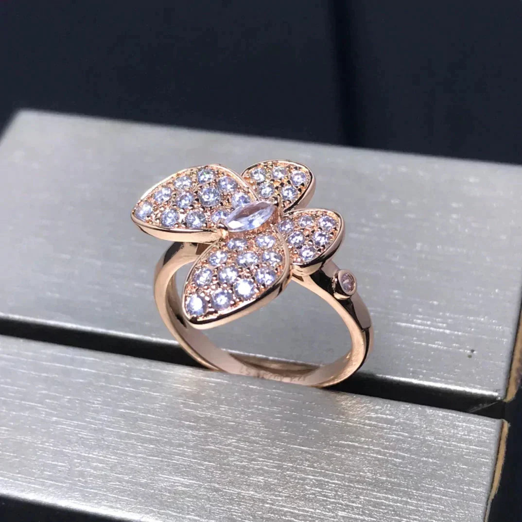 [⭐Seralia]BUTTERFLY PINK GOLD DIAMOND RING