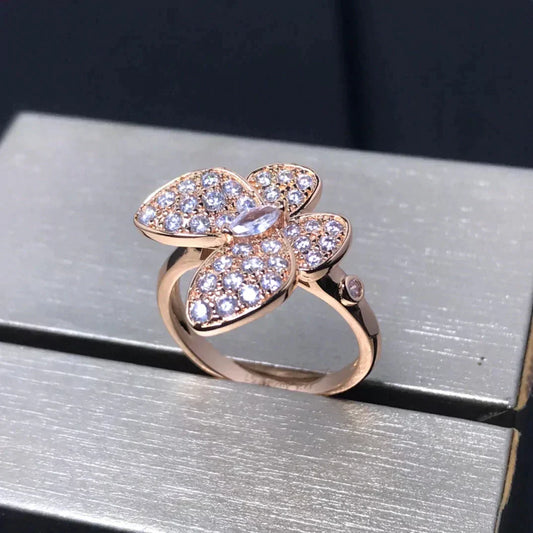 [⭐Seralia]BUTTERFLY PINK GOLD DIAMOND RING