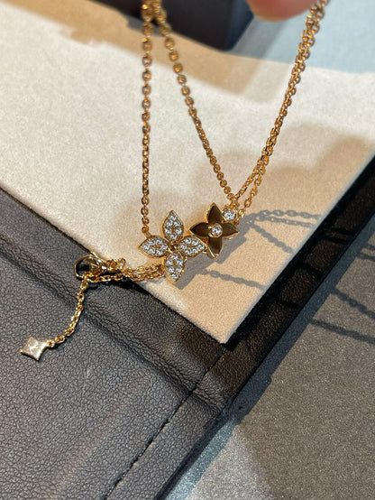 [⭐Seralia]STAR BLOSSOM NECKLACE PINK GOLD DIAMONDS