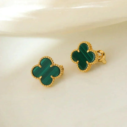 [⭐Seralia]CLOVER MEDIUM 1 MOTIFS MALACHITE  EARRINGS