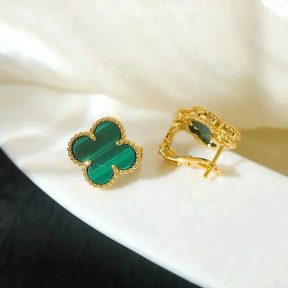 [⭐Seralia]CLOVER MEDIUM 1 MOTIFS MALACHITE  EARRINGS