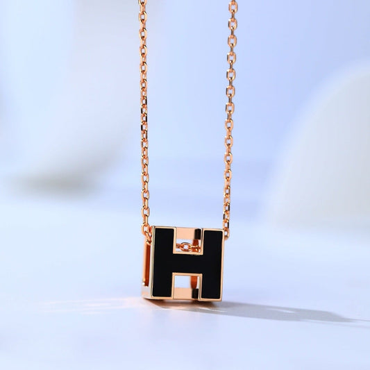 [⭐Seralia]H CAGE PINK GOLD NECKLACE