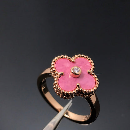 [⭐Seralia]CLOVER RHODONITE ROSE GOLD RING