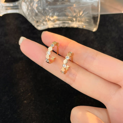 [⭐Seralia]BEE LOVE DIAMOND HOOP EARRINGS