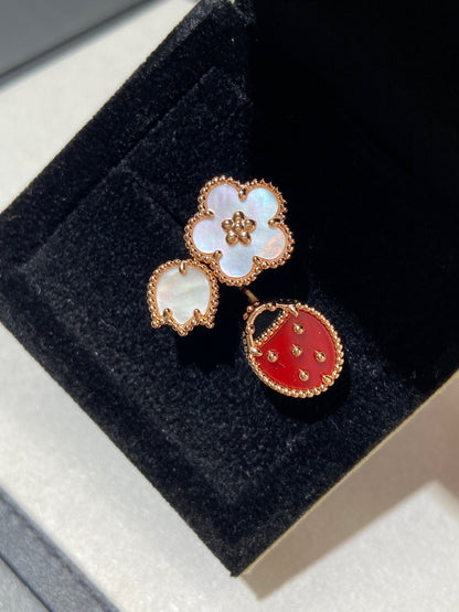 [⭐Seralia]LUCKY 3 MOTIF ROSE GOLD RING