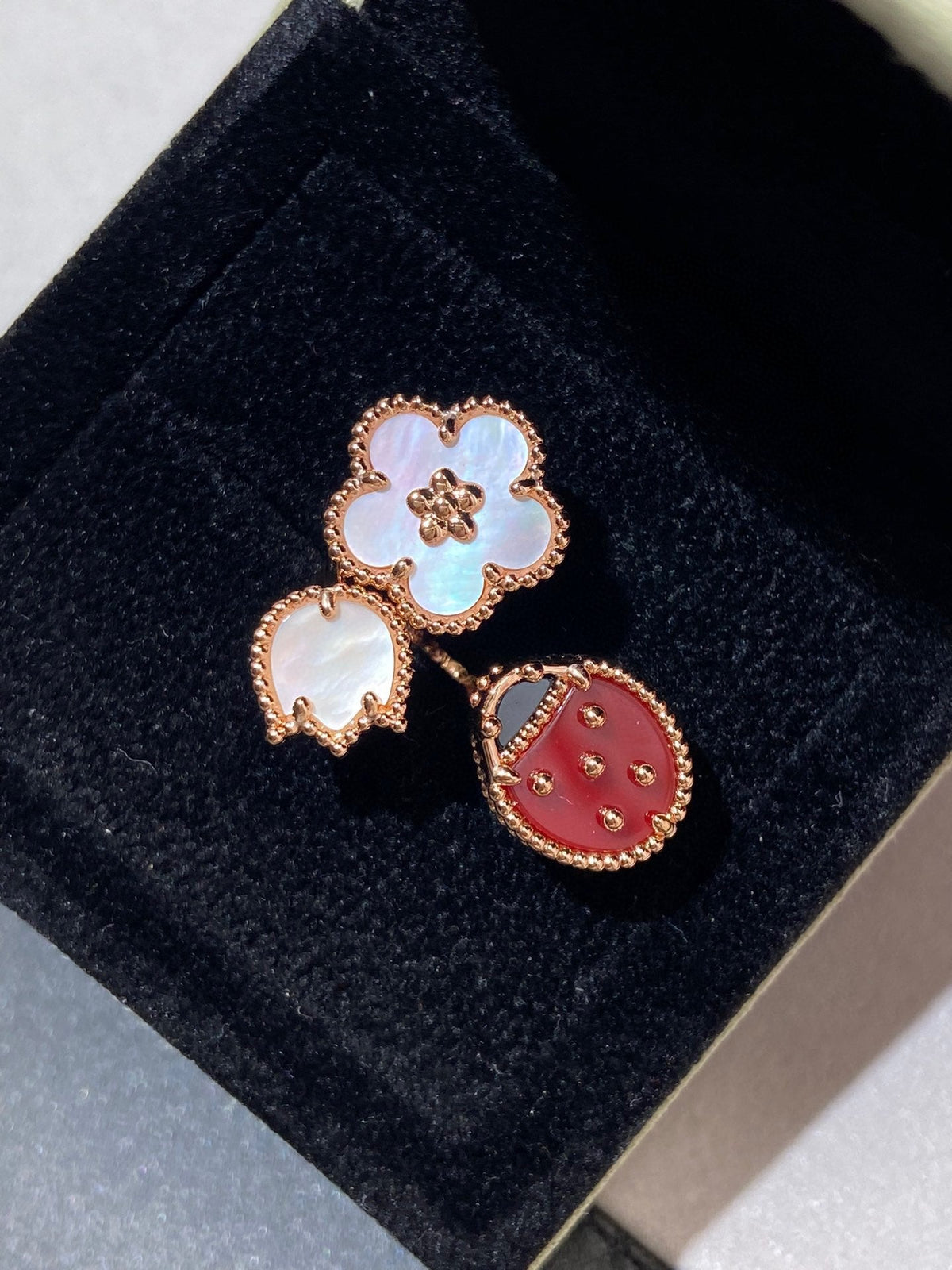 [⭐Seralia]LUCKY 3 MOTIF ROSE GOLD RING