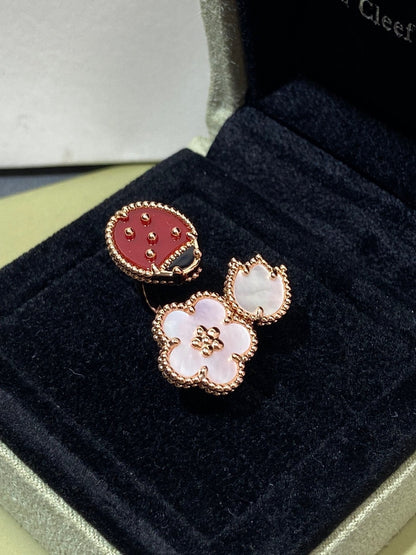 [⭐Seralia]LUCKY 3 MOTIF ROSE GOLD RING