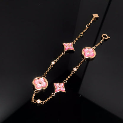 [⭐Seralia]STAR AND SUN 4 MOTIF PINK MOP PINK GOLD BRACELET