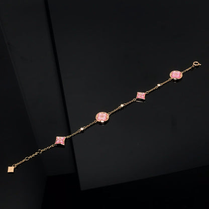 [⭐Seralia]STAR AND SUN 4 MOTIF PINK MOP PINK GOLD BRACELET