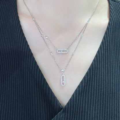 [⭐Seralia]MOVE 2 ROW DIAMOND NECKLACE