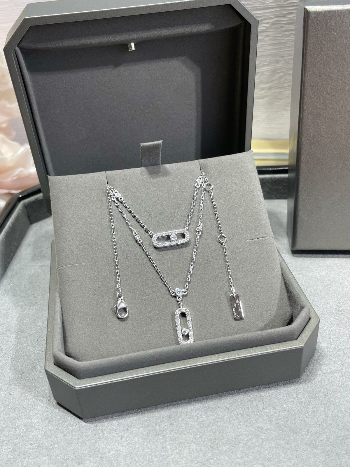 [⭐Seralia]MOVE 2 ROW DIAMOND NECKLACE