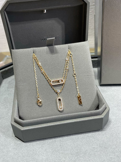 [⭐Seralia]MOVE 2 ROW DIAMOND NECKLACE