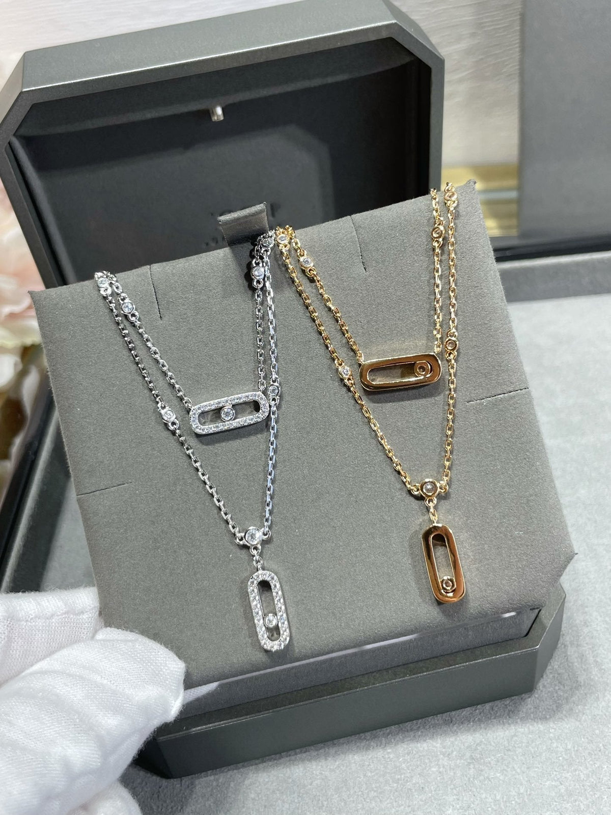 [⭐Seralia]MOVE 2 ROW DIAMOND NECKLACE