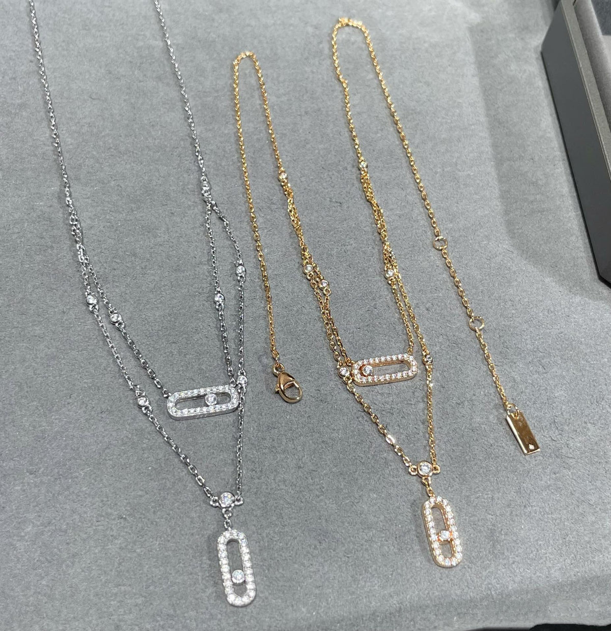 [⭐Seralia]MOVE 2 ROW DIAMOND NECKLACE