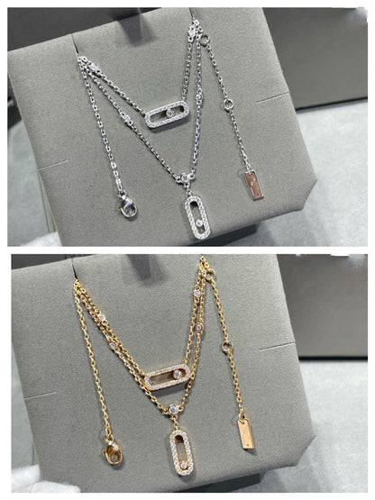 [⭐Seralia]MOVE 2 ROW DIAMOND NECKLACE