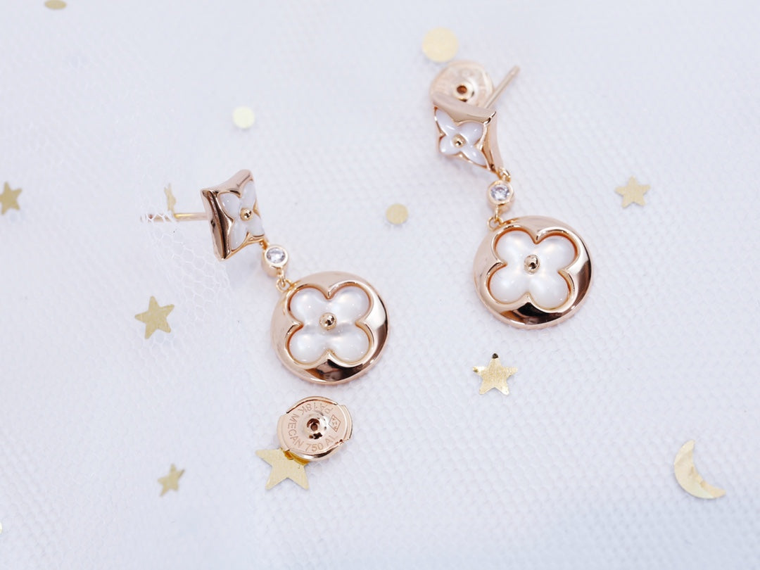 [⭐Seralia]STAR AND SUN PINK GOLD MOP DROP EARRINGS