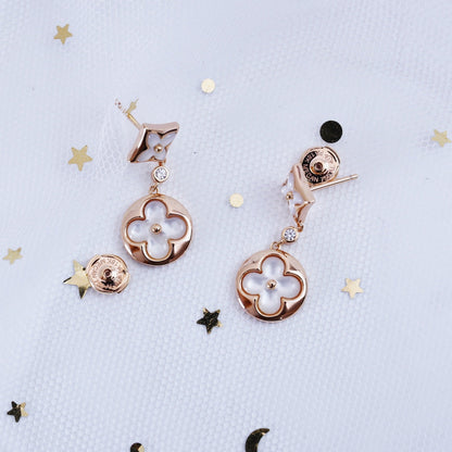 [⭐Seralia]STAR AND SUN PINK GOLD MOP DROP EARRINGS