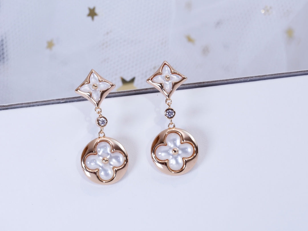 [⭐Seralia]STAR AND SUN PINK GOLD MOP DROP EARRINGS