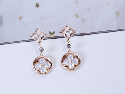 [⭐Seralia]STAR AND SUN PINK GOLD MOP DROP EARRINGS
