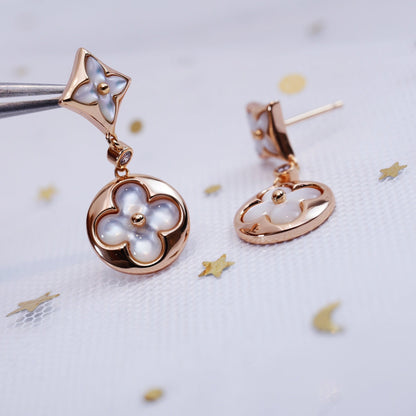 [⭐Seralia]STAR AND SUN PINK GOLD MOP DROP EARRINGS