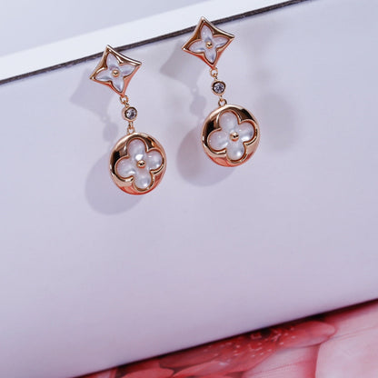[⭐Seralia]STAR AND SUN PINK GOLD MOP DROP EARRINGS