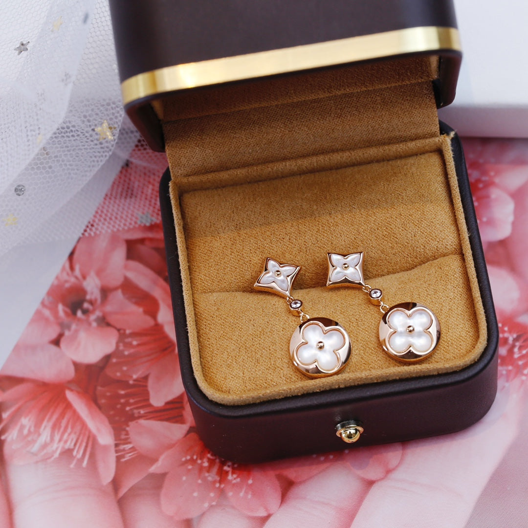[⭐Seralia]STAR AND SUN PINK GOLD MOP DROP EARRINGS