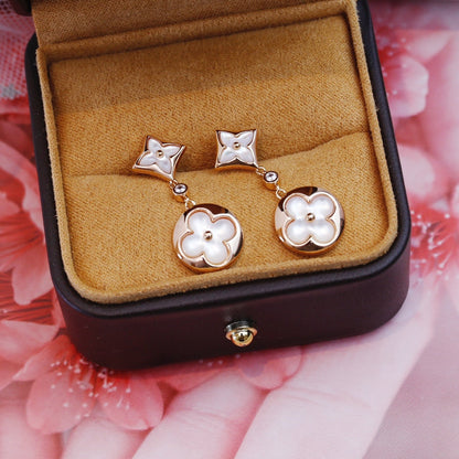 [⭐Seralia]STAR AND SUN PINK GOLD MOP DROP EARRINGS