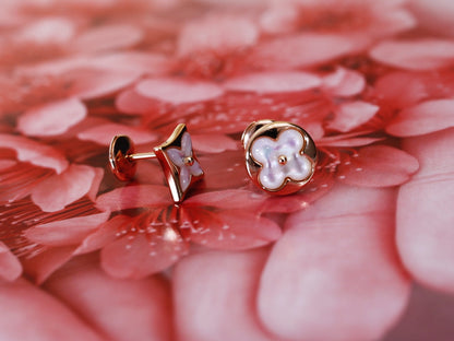 [⭐Seralia]STAR AND SUN PINK GOLD MOP STUD EARRINGS