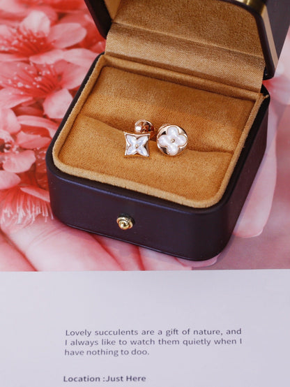 [⭐Seralia]STAR AND SUN PINK GOLD MOP STUD EARRINGS