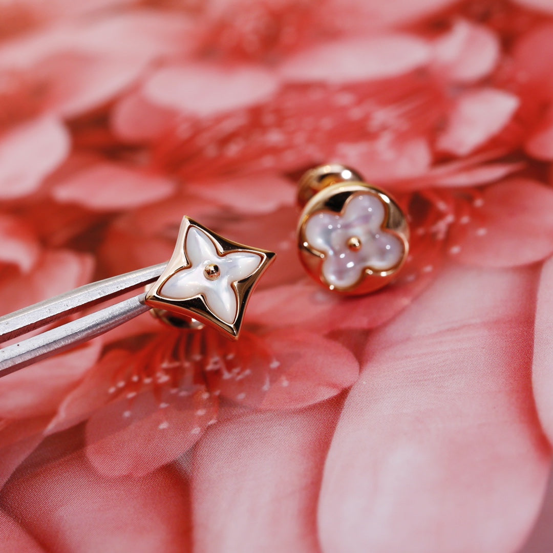[⭐Seralia]STAR AND SUN PINK GOLD MOP STUD EARRINGS