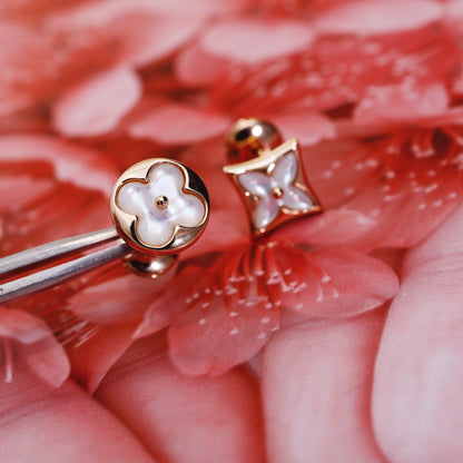 [⭐Seralia]STAR AND SUN PINK GOLD MOP STUD EARRINGS
