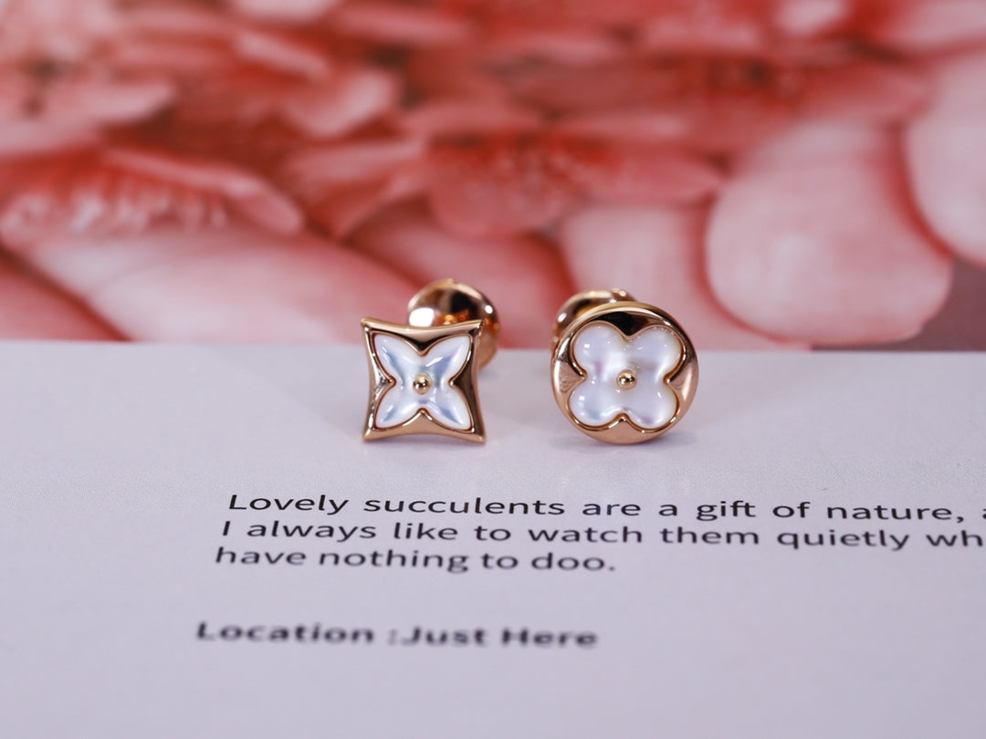 [⭐Seralia]STAR AND SUN PINK GOLD MOP STUD EARRINGS