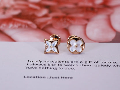 [⭐Seralia]STAR AND SUN PINK GOLD MOP STUD EARRINGS