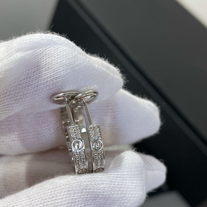 [⭐Seralia]LOVE DIAMOND SILVER HOOP EARRINGS