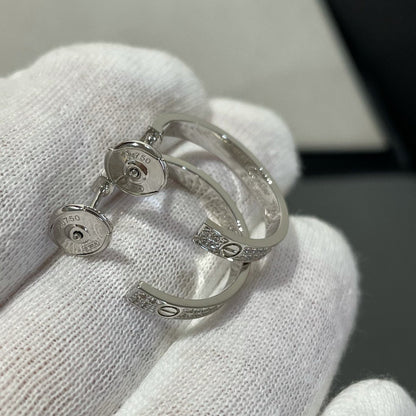 [⭐Seralia]LOVE DIAMOND SILVER HOOP EARRINGS
