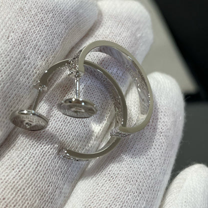 [⭐Seralia]LOVE DIAMOND SILVER HOOP EARRINGS