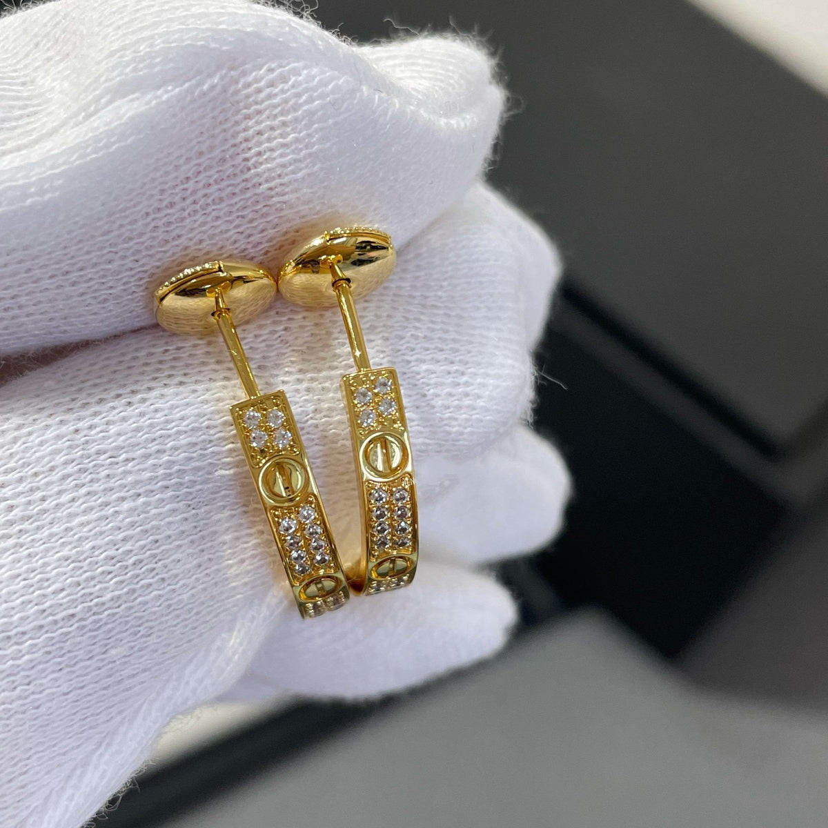 [⭐Seralia]LOVE DIAMOND GOLD HOOP EARRINGS